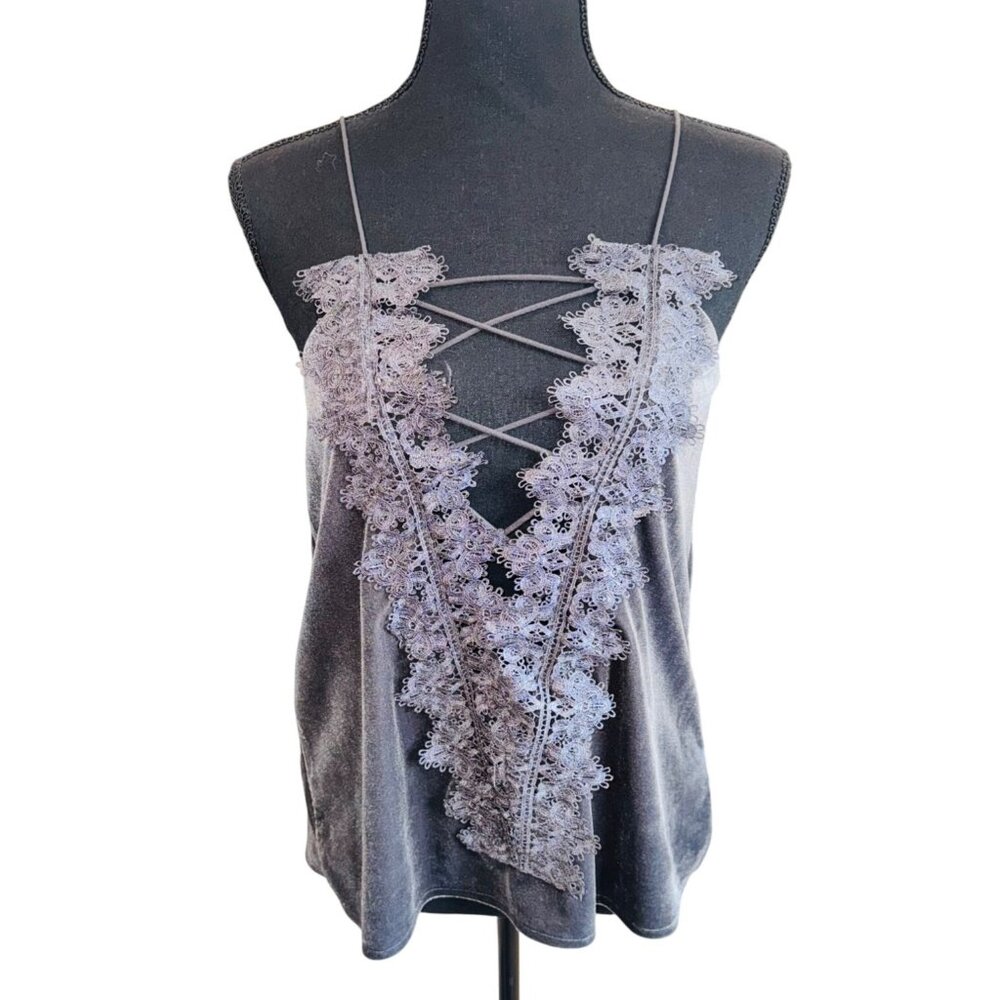 Cami NYC The Charlie Y2K Grey Silk Lace Tank Top Revolve Size S Fairy Whimsygoth - Picture 1 of 7